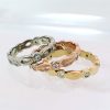14 kt Gold and Diamond Engraved Leaf Band - Image 2