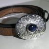 Sterling Silver and Star Sapphire Engraved Buckle